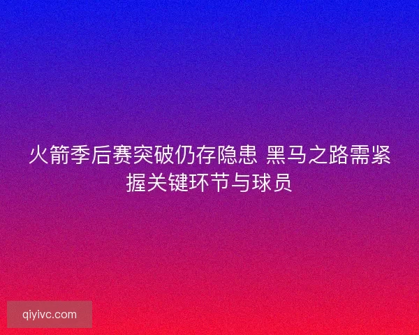 火箭季后赛突破仍存隐患 黑马之路需紧握关键环节与球员